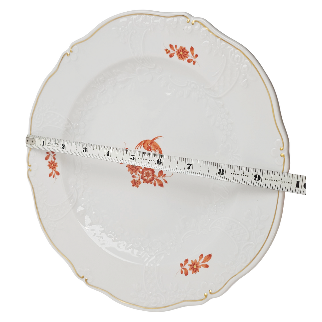 WWII Era Meissen German Porcelain Luncheon or Dinner Plate Red Pheasant Pattern