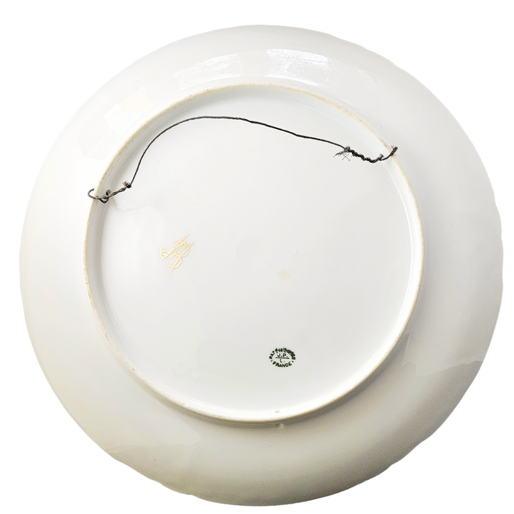 Antique Limoges French Porcelain Charger | JPL Hand Painted Plaque | Large Portrait Plate