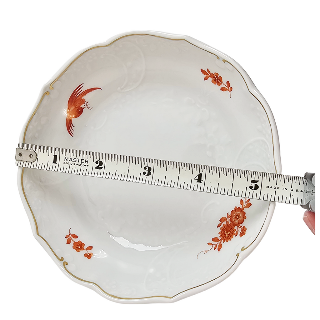 WWII Era Meissen German Porcelain Snack Bowl Red Pheasant Pattern