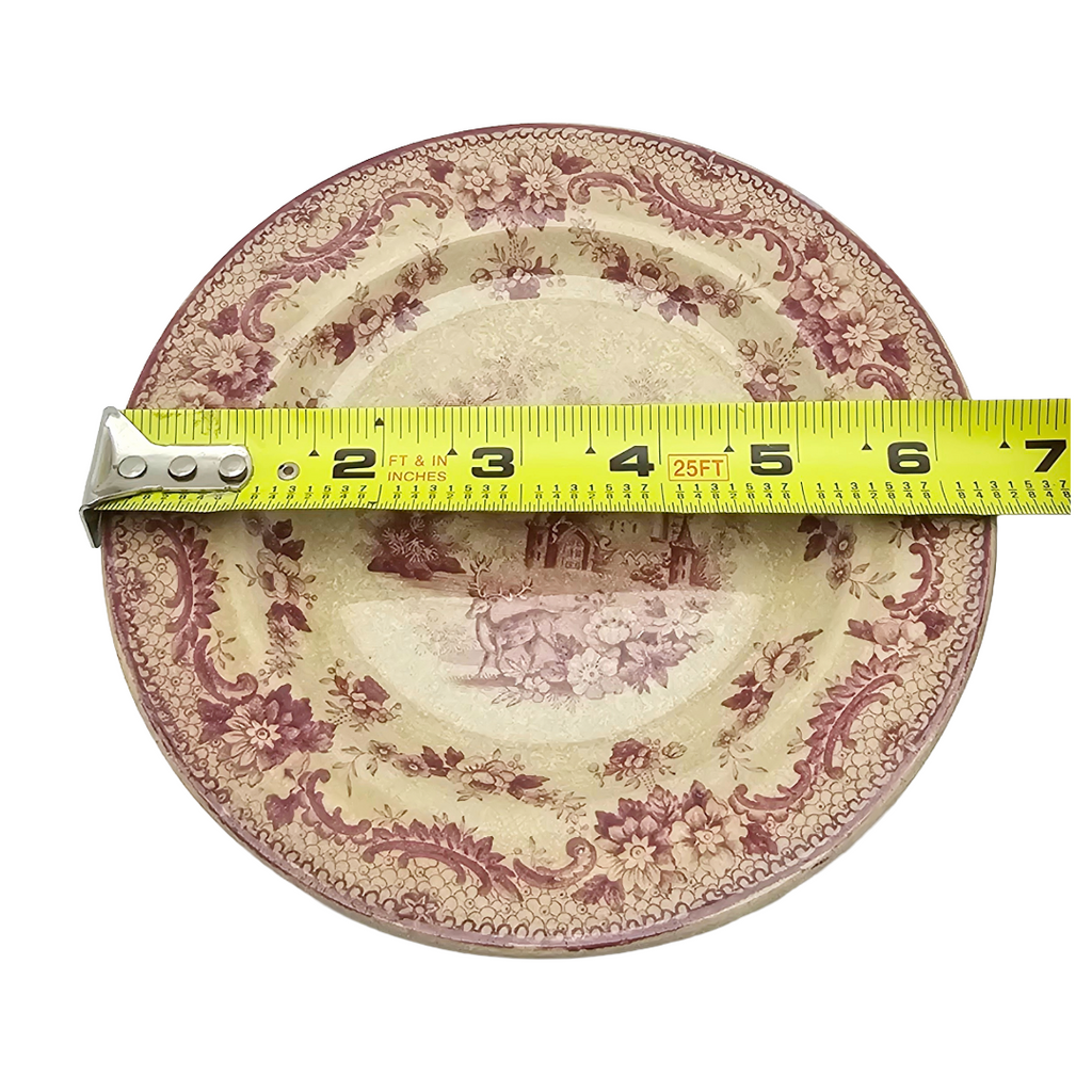 Antique English Ironstone Plum Transferware Plate ANTIQUARIAN Deer Thomas Fell