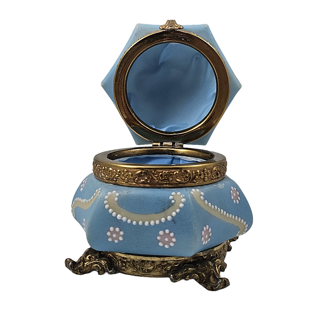 C. F. Monroe Nakara Powder Blue Footed Trinket Dresser Box