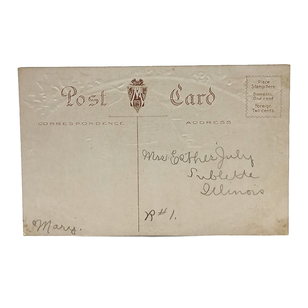 Christmas Postcard Farmer with Sheep In Winter Gold Highlights