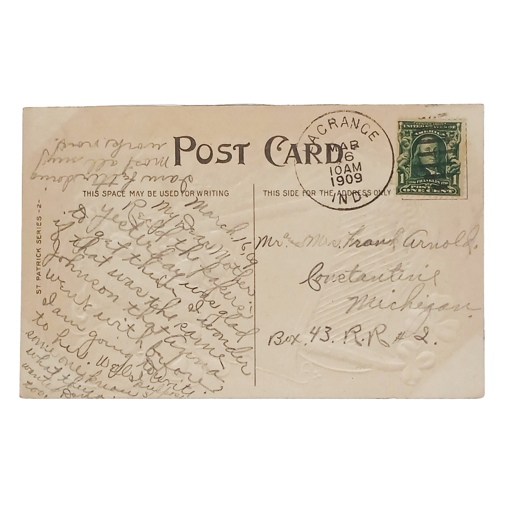 Saint Patrick's Day Postcard Silver Embossed Erin Go Braugh Harp