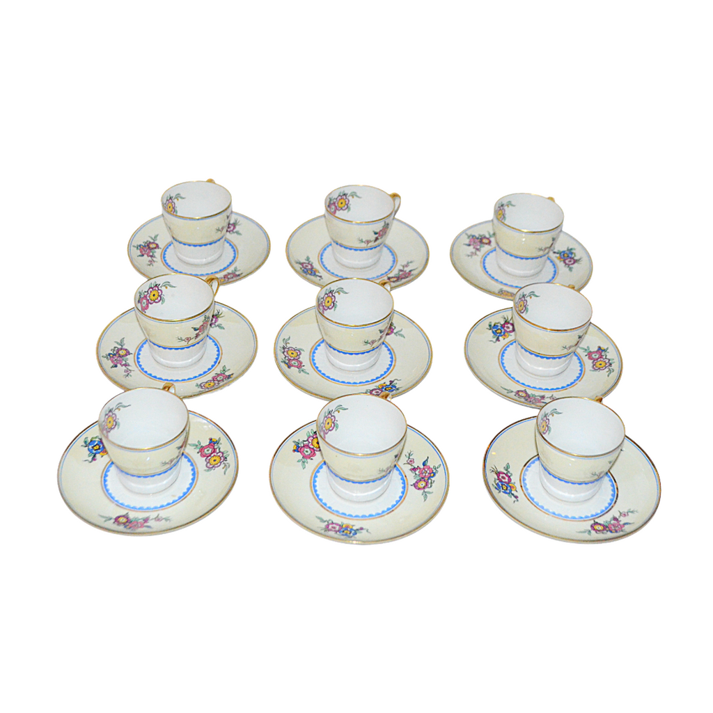 LIMOGES Porcelain Demitasse Cup Saucer Set C. Ahrenfeldt 18 Pc Teacup Service