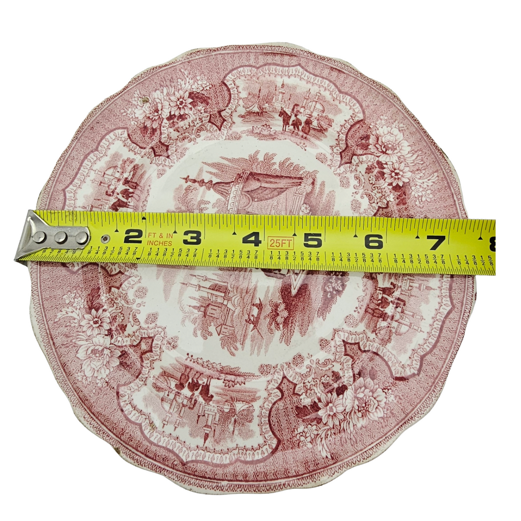 Antique English Ironstone Red Transferware Adams & Sons Palestine Plate