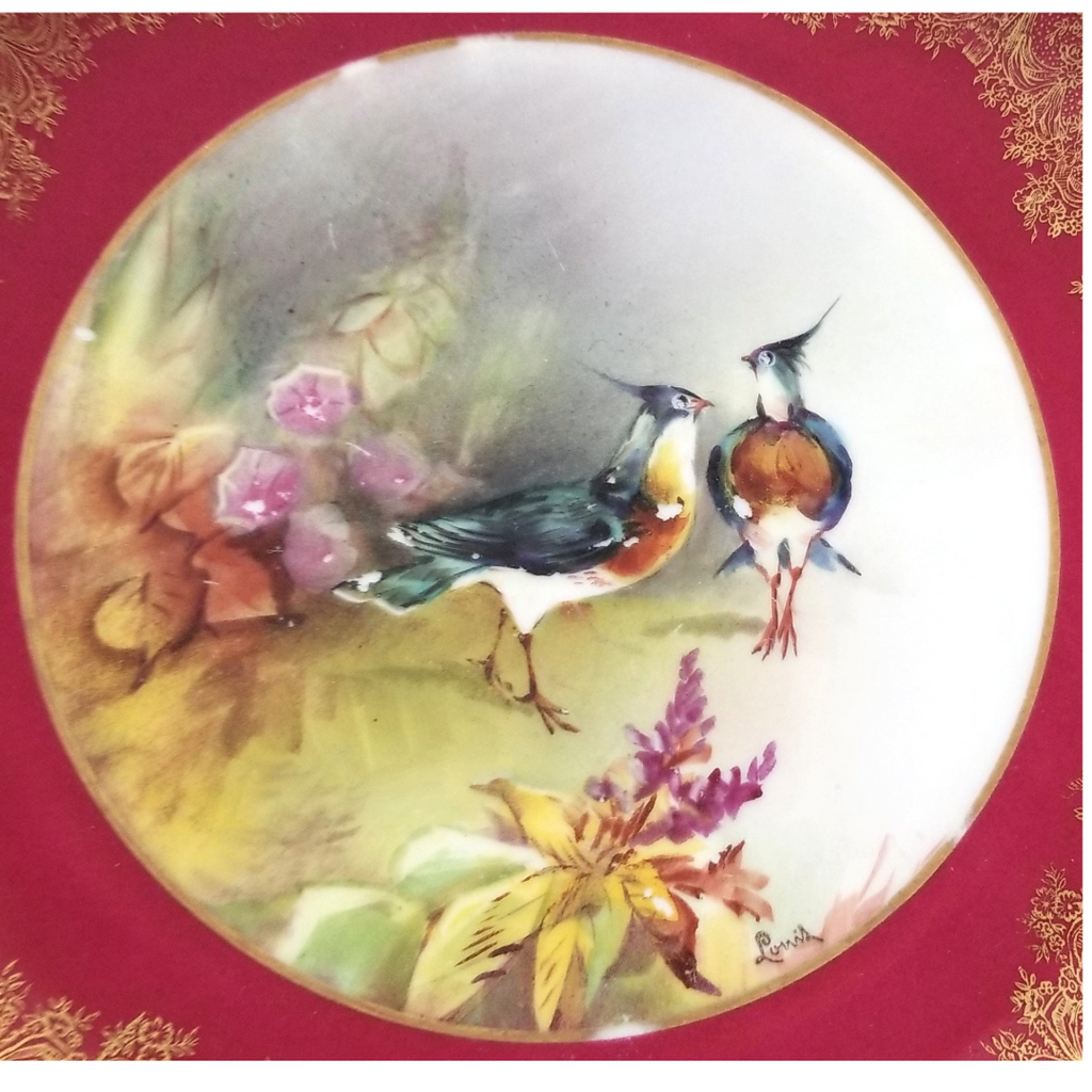 Antique Limoges 9 Piece Game Bird Service, Oval Platter with 8 Plates, Signed