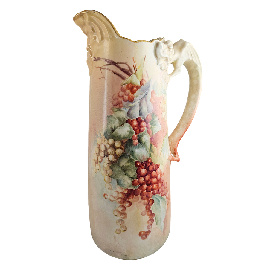 Limoges Porcelain Dragon Handle Man of North Jean Pouyat Red