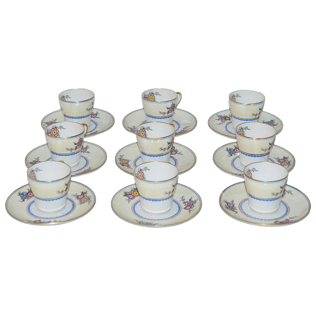 LIMOGES Porcelain Demitasse Cup Saucer Set C. Ahrenfeldt 18 Pc Teacup Service