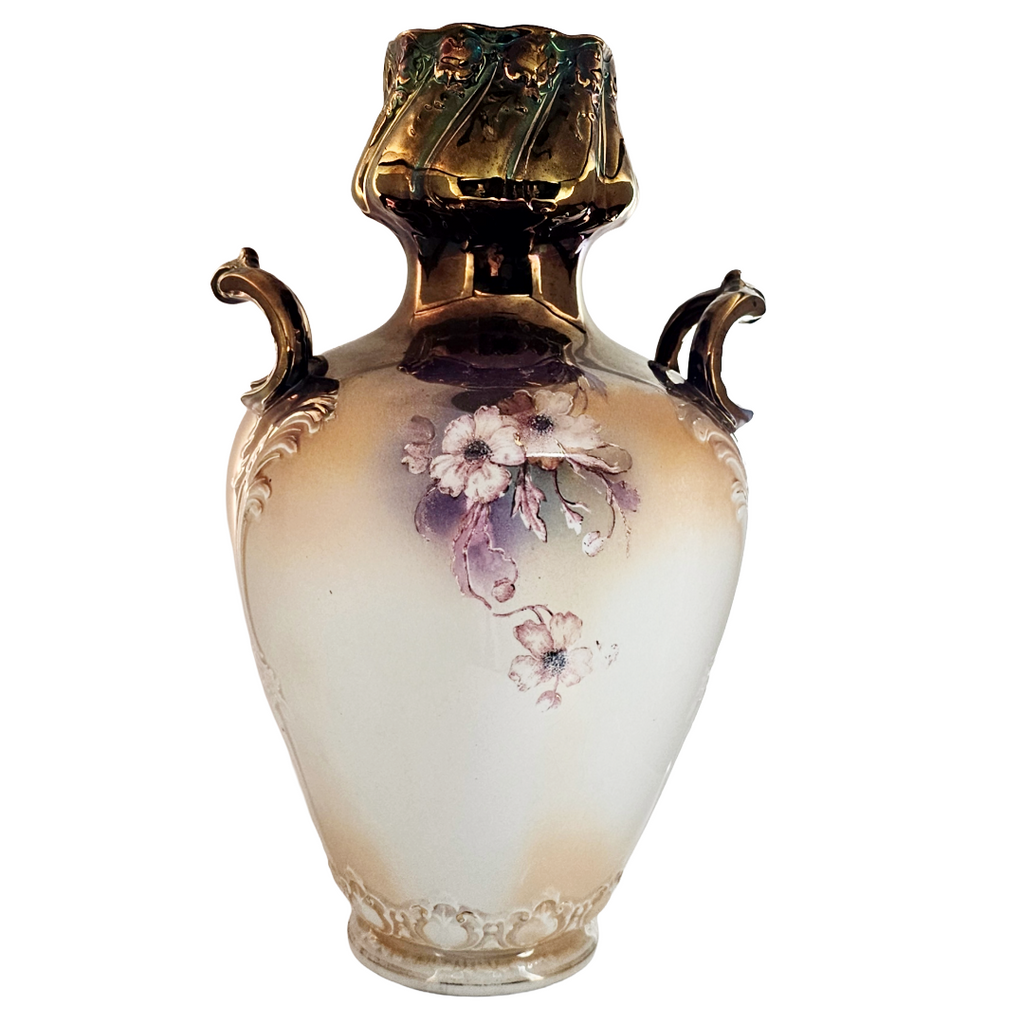 Large Royal Bonn Vase Hand Painted Tiffany Finish Franz Mehlem Germany