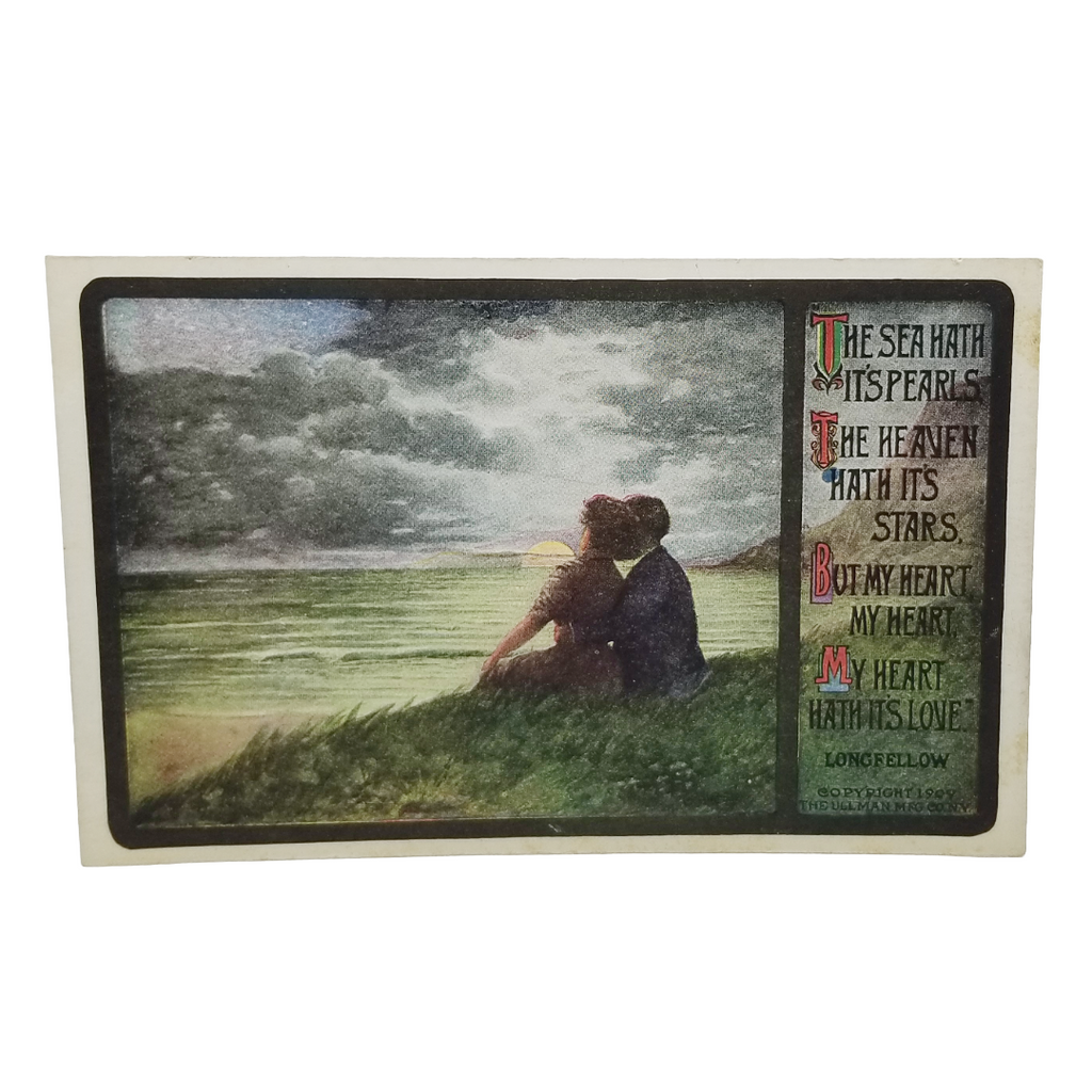 Romantic Couple Overlooking Water Under Moonlight Longfellow Poem