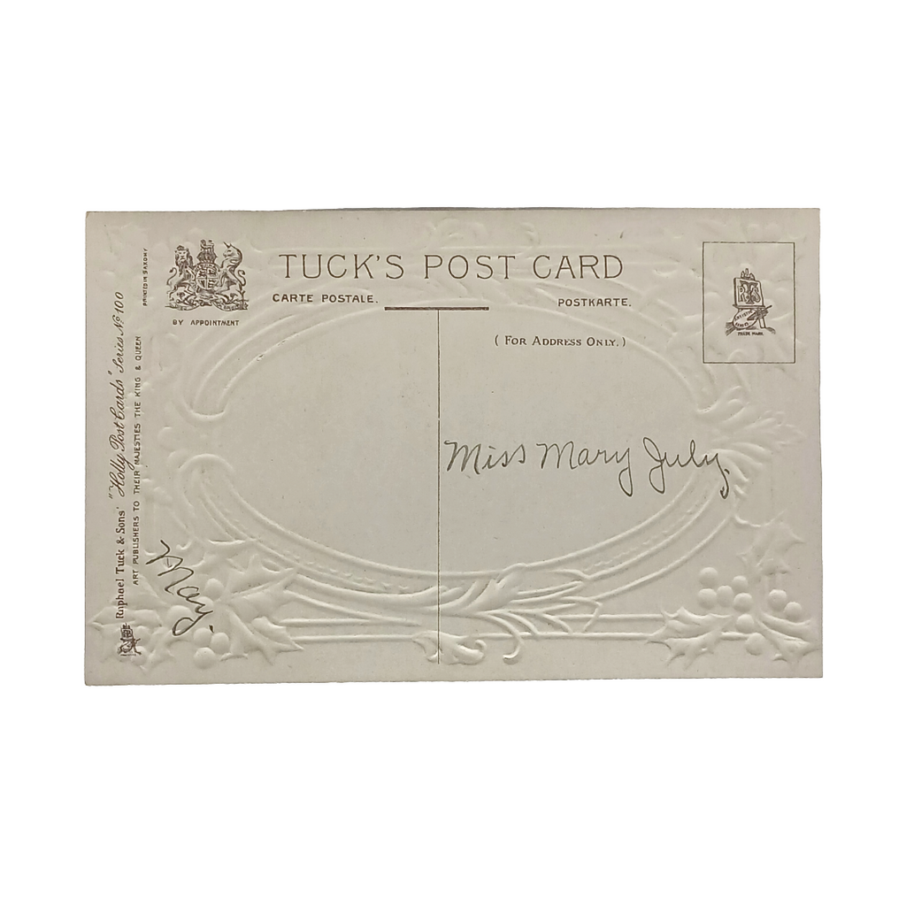 Christmas Postcard Tuck Publishing Gold Embossed Holly Series Winter Landscape