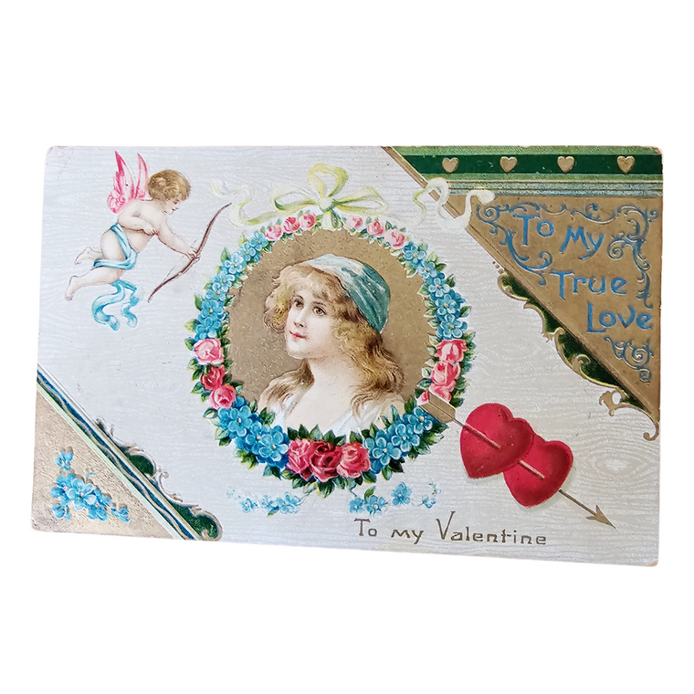 Valentine Postcard Portrait of Woman with Cupid Series 2020