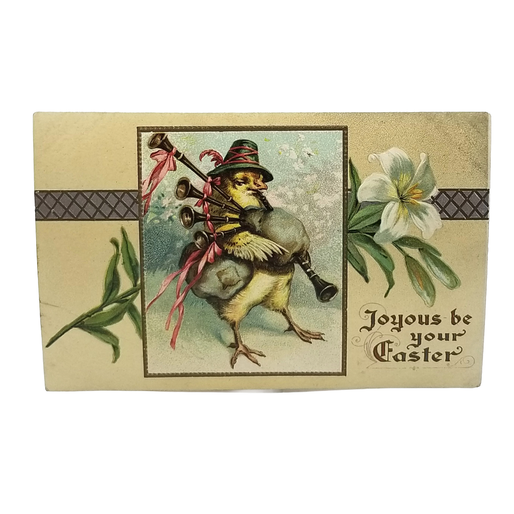 Easter Postcard Artist Ellen Clapsaddle  Anthropomorphic Chick Playing Bagpipes