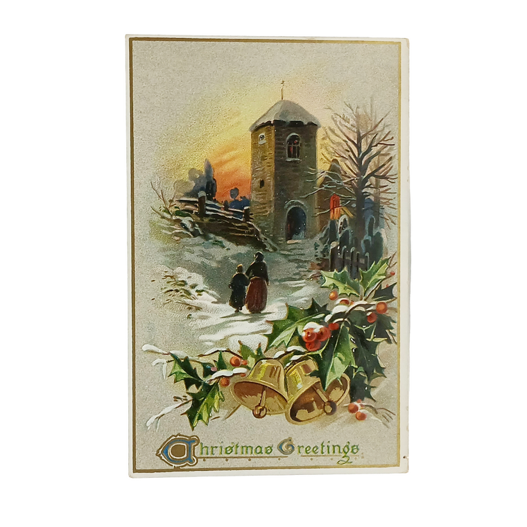 Christmas Postcard Tuck Publishing Snows Series 503 Castle Children in Snow
