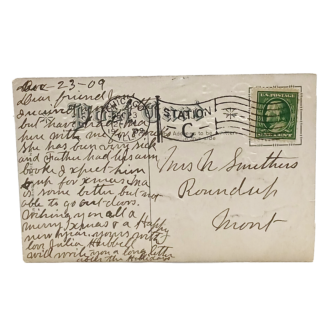 Christmas Postcard Kris Kringle Series 1 Santa Lighting Pipe on Candle