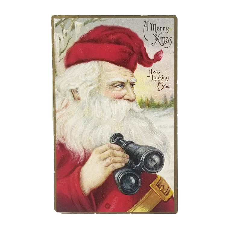 Christmas Postcard Santa Claus with Binoculars Series 541B