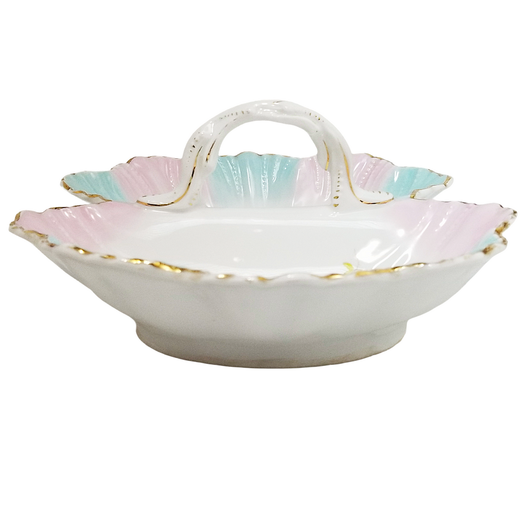 KPM Porcelain Double Sided Serving Dish Basket Style w/ Handle