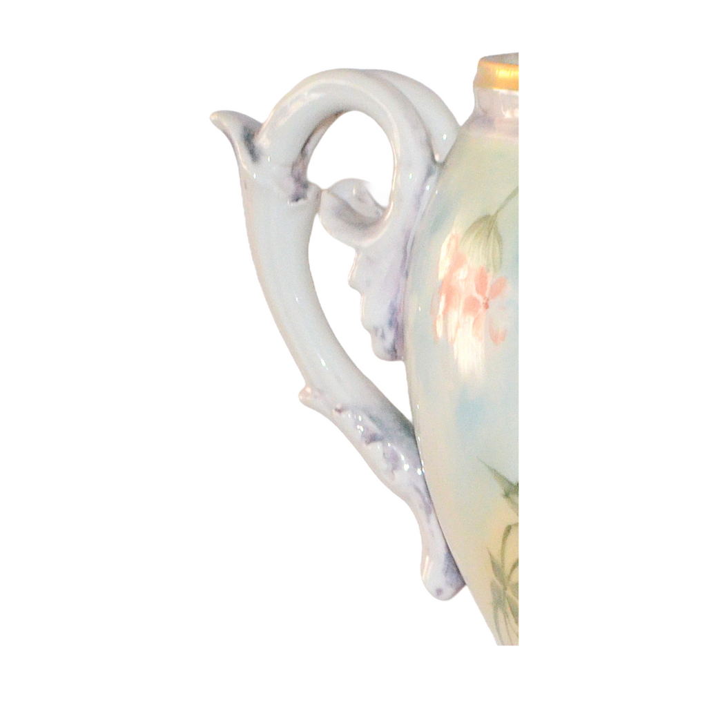 Antique Limoges Jardiniere Planter Hand Painted Phlox Artist Signed Porcelain Planter