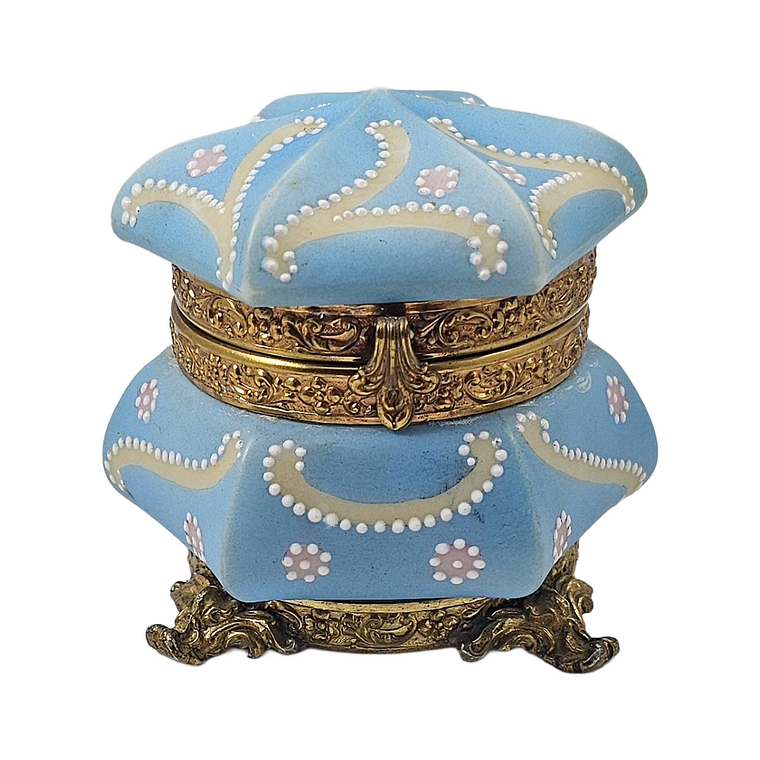 C. F. Monroe Nakara Powder Blue Footed Trinket Dresser Box