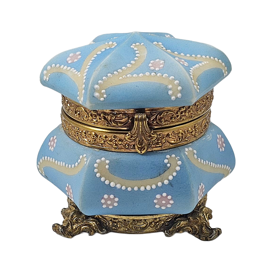 C. F. Monroe Nakara Powder Blue Footed Trinket Dresser Box
