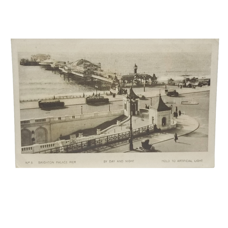 HTL Hold to Light Postcard of Brighton Palace Pier England B&W Turns Color Image