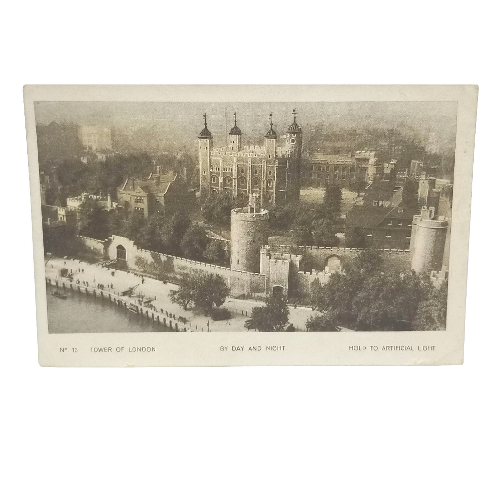 HTL Hold to Light Postcard Tower of London England B&W Turns Color Image