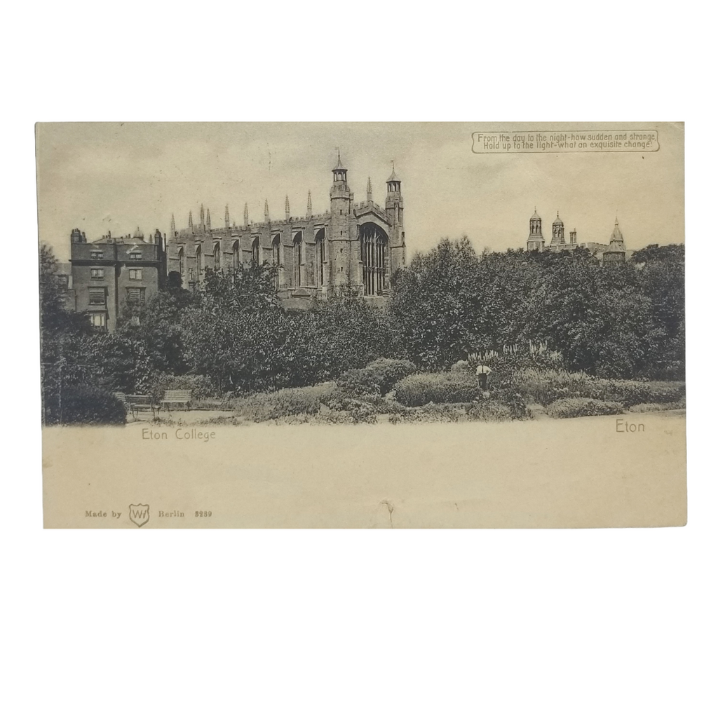 HTL Hold to Light Postcard Eaton College England B&W Turns Color Image