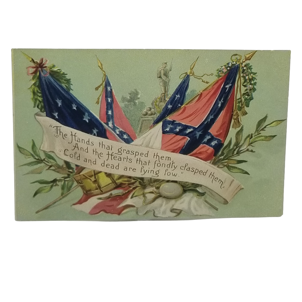 Raphael Tuck Memorial Day Postcard Civil War Card Group of Flags The Hands That Grasped Them Poem