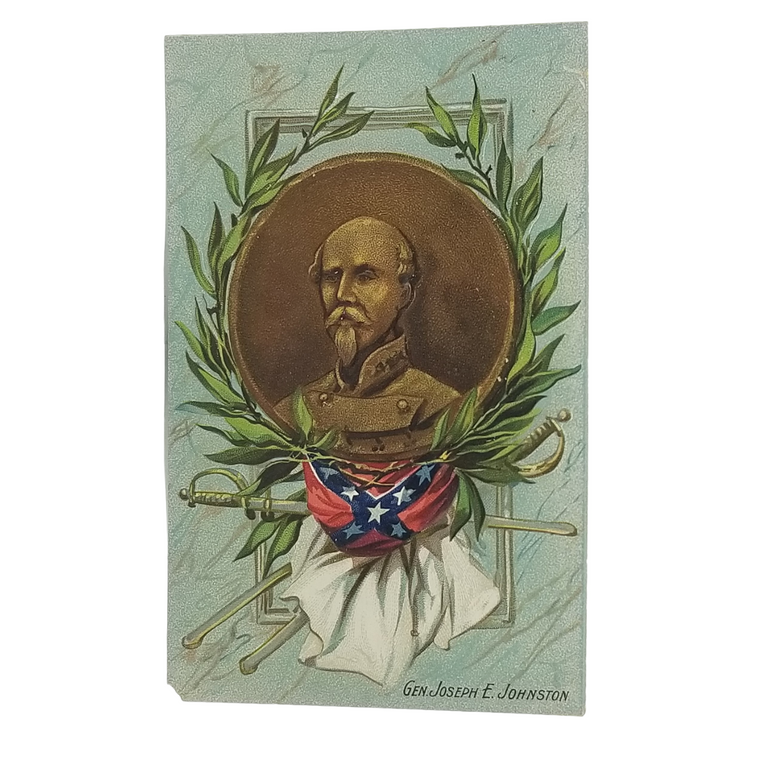 Raphael Tuck Memorial Day Postcard Civil War Card Portrait General Joseph Johnston with Flag
