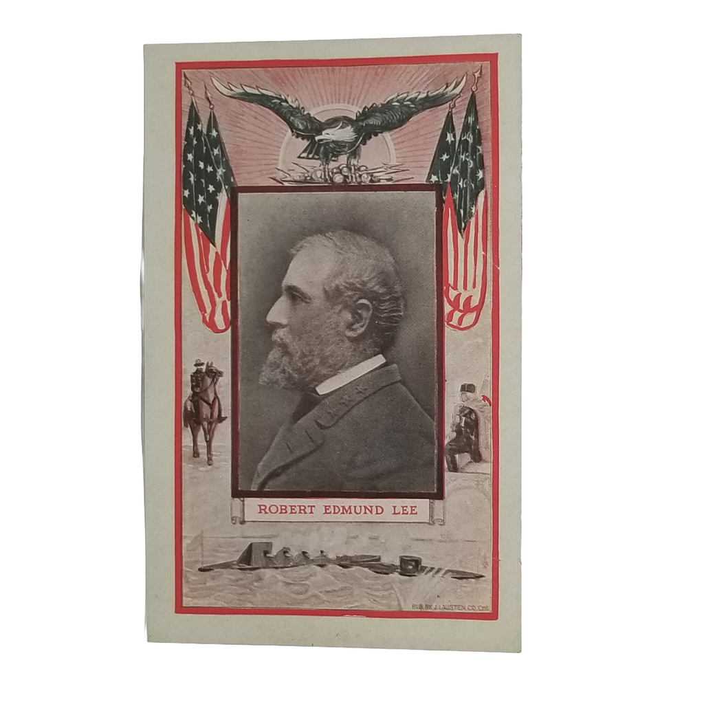 Memorial Postcard Civil War General Robert E. Lee Portrait with Flags & Eagle