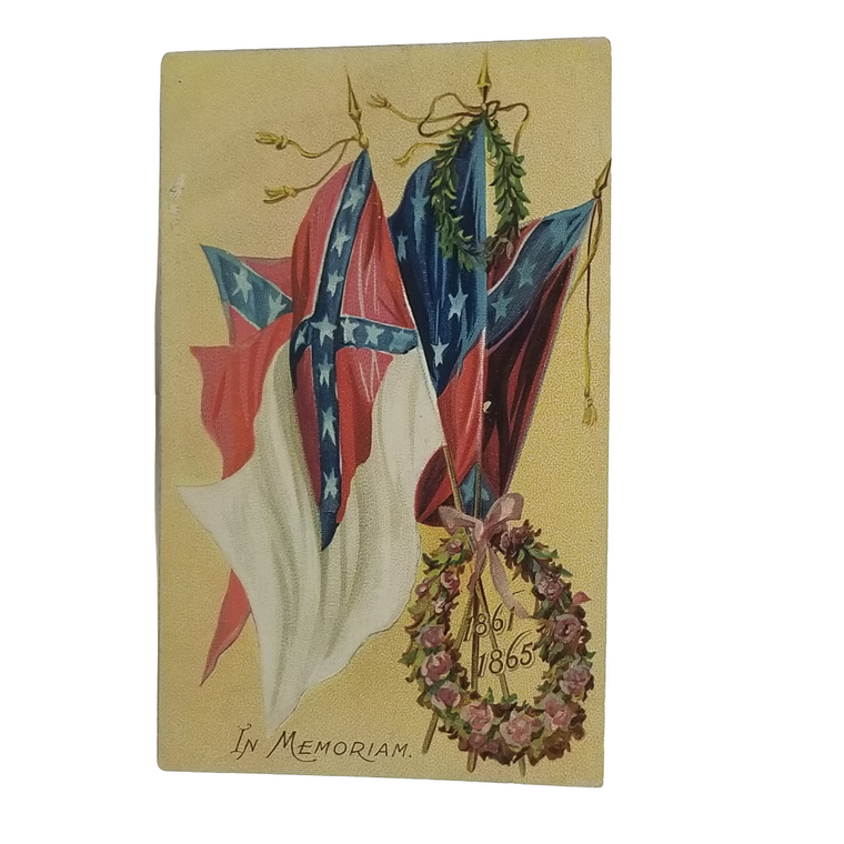 Raphael Tuck Memorial Day Postcard Civil War In Memoriam Flags & Advertising on Back