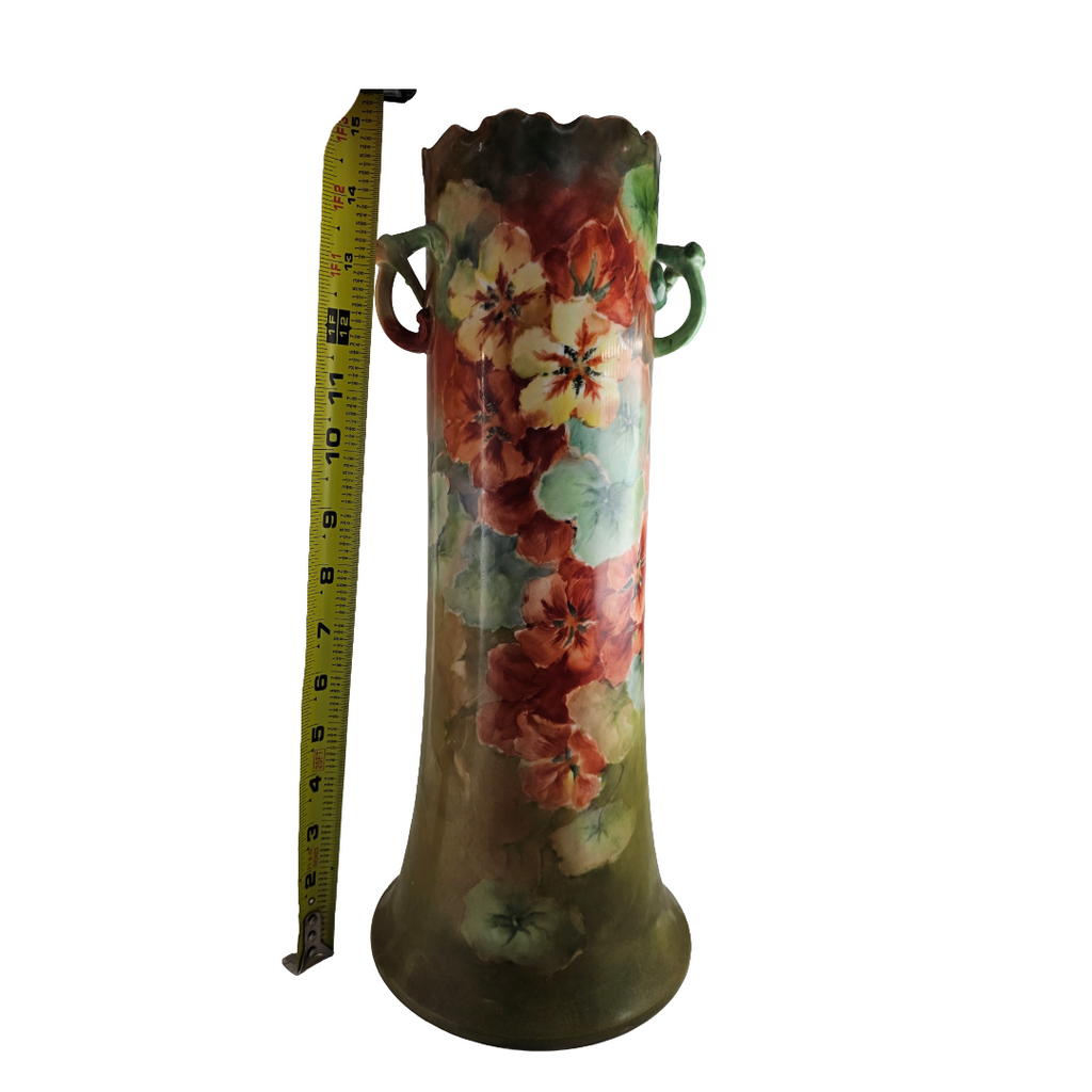 Monumental LIMOGES French Porcelain Hand Painted Floral Vase