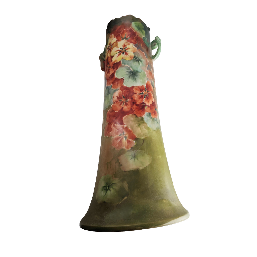 Monumental LIMOGES French Porcelain Hand Painted Floral Vase