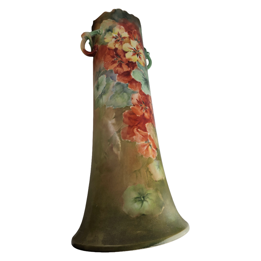 Monumental LIMOGES French Porcelain Hand Painted Floral Vase