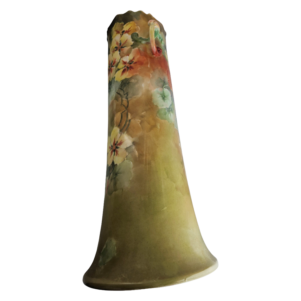 Monumental LIMOGES French Porcelain Hand Painted Floral Vase