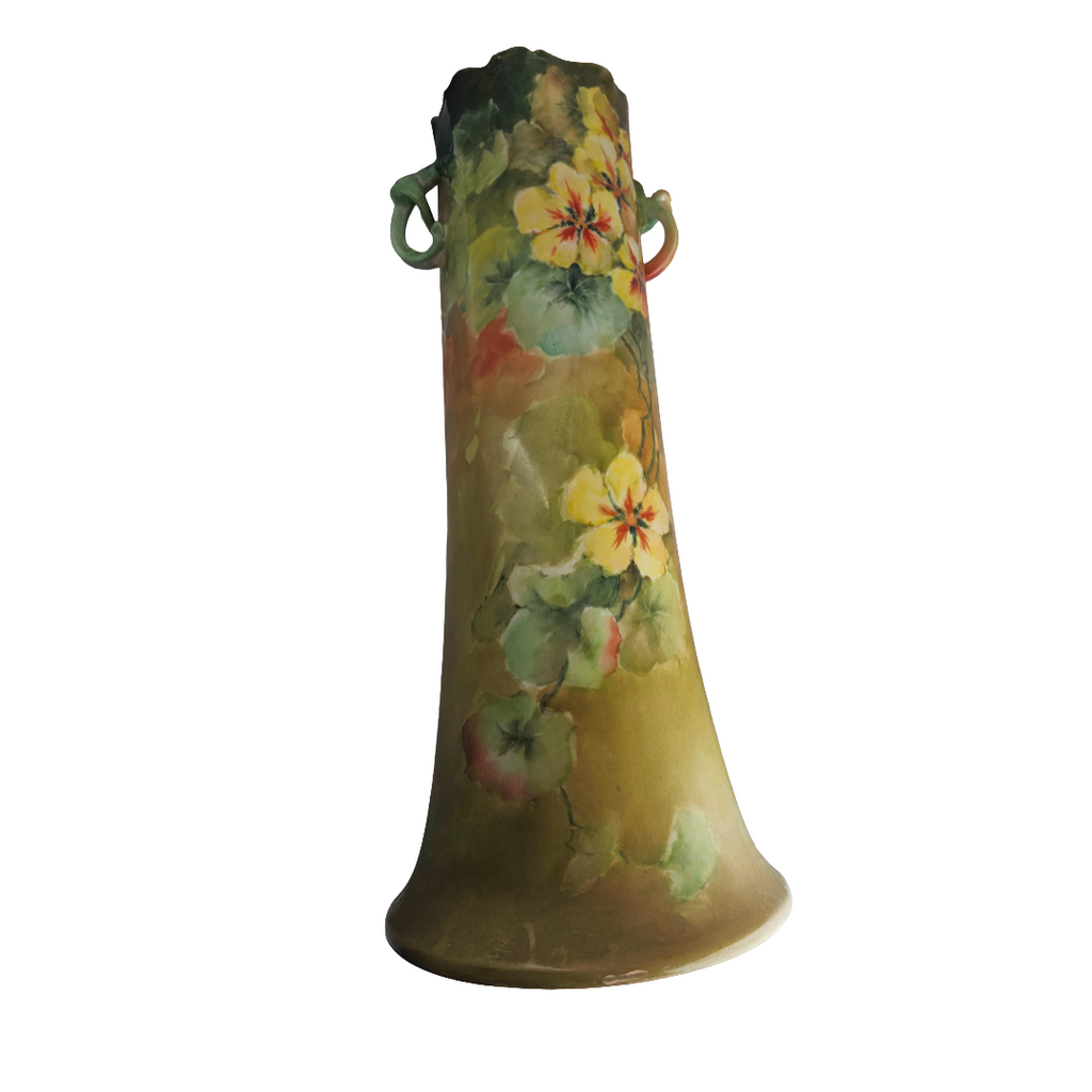 Monumental LIMOGES French Porcelain Hand Painted Floral Vase