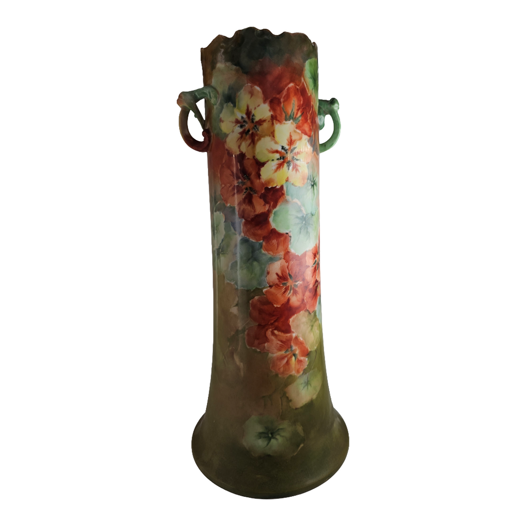 Monumental LIMOGES French Porcelain Hand Painted Floral Vase