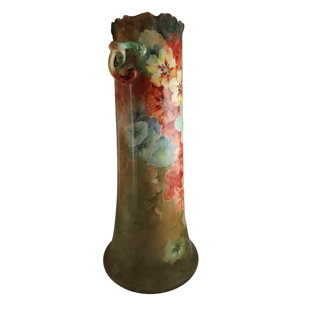 Monumental LIMOGES French Porcelain Hand Painted Floral Vase