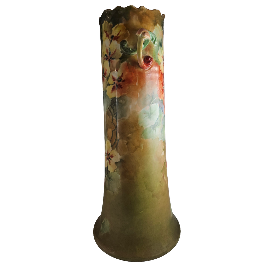 Monumental LIMOGES French Porcelain Hand Painted Floral Vase
