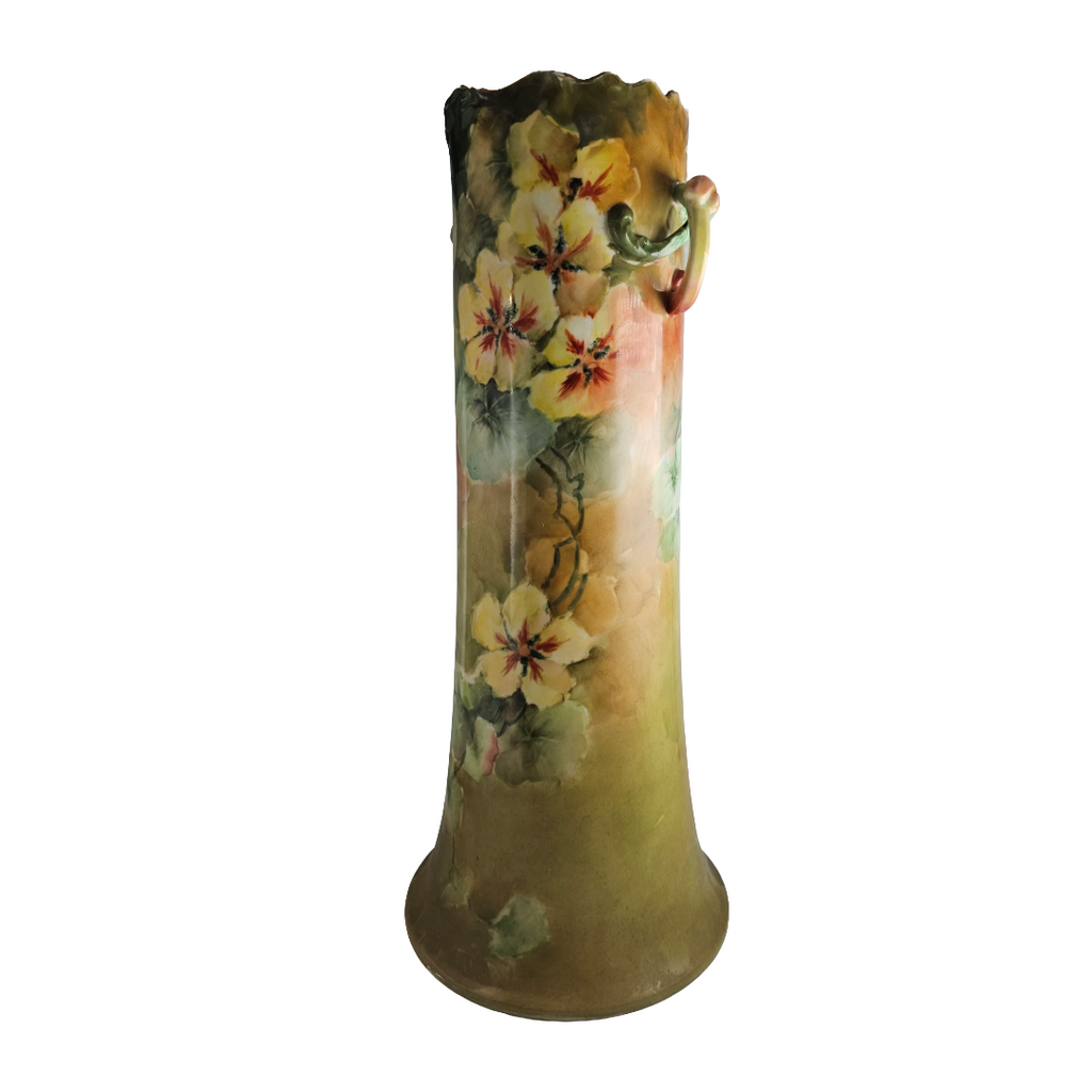 Monumental LIMOGES French Porcelain Hand Painted Floral Vase