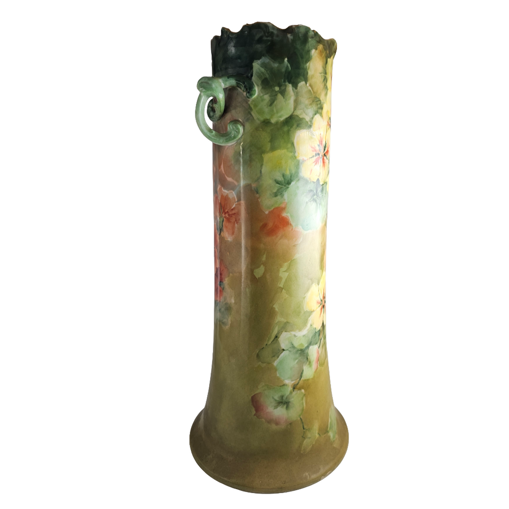 Monumental LIMOGES French Porcelain Hand Painted Floral Vase