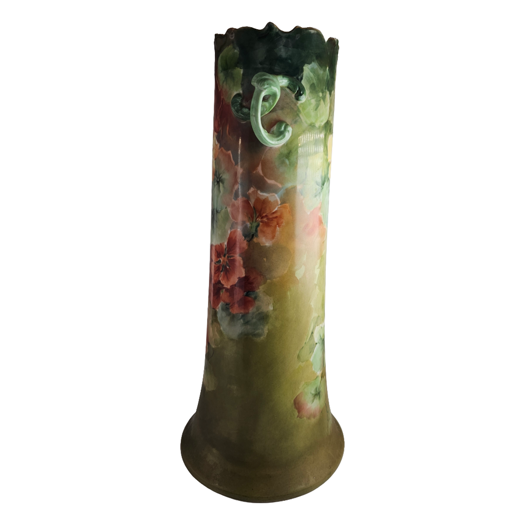 Monumental LIMOGES French Porcelain Hand Painted Floral Vase