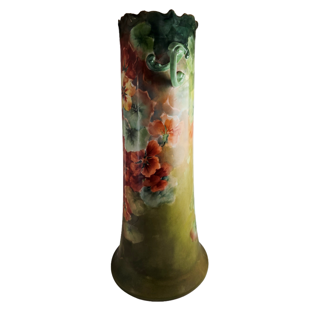 Monumental LIMOGES French Porcelain Hand Painted Floral Vase