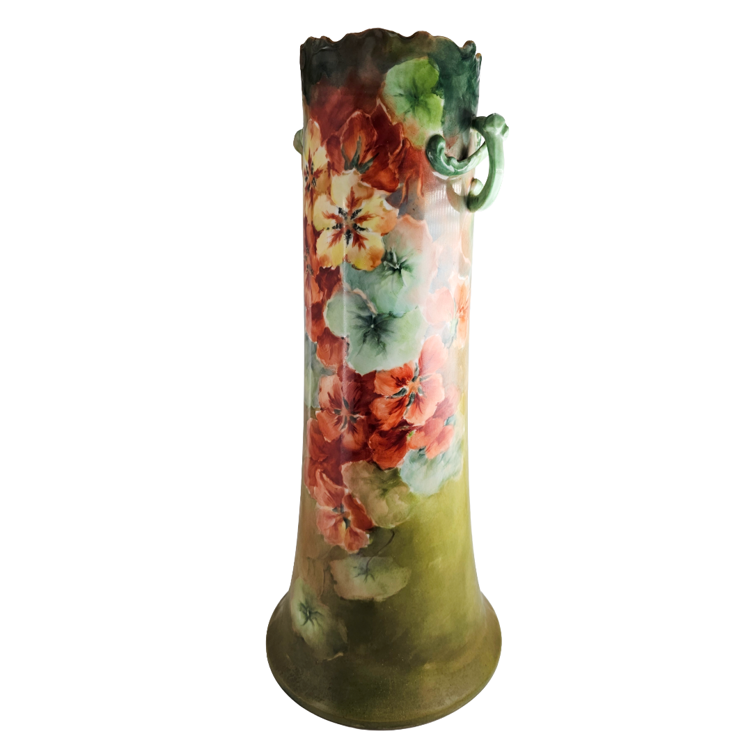 Limoges フラワーベース Monumental LIMOGES French Porcelain Hand Painted Floral Vase