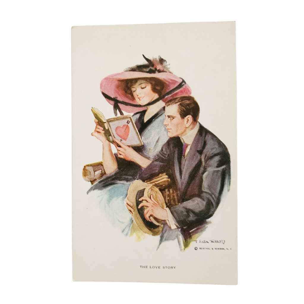 Earl Christy Postcard Romantic Couple Reading Titled The Love Story