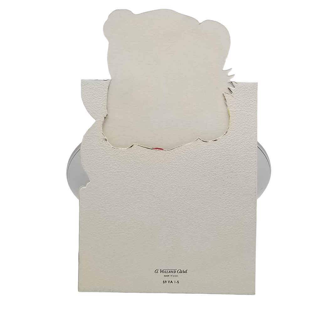 Vintage Die Cut Valentine Card Volland Baby Tiger Holding Heart