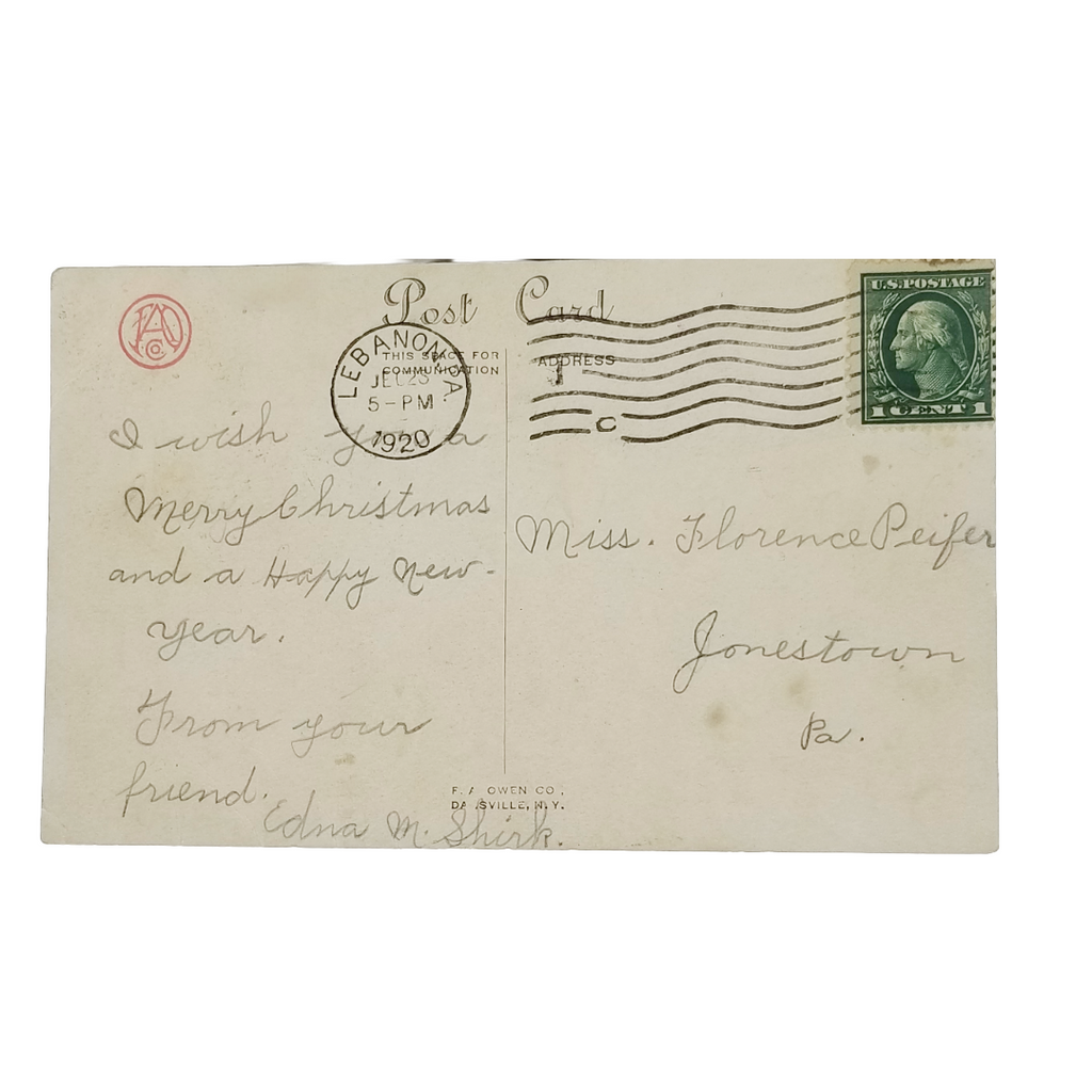 Christmas Postcard Santa Claus Hanging Stockings Series 927