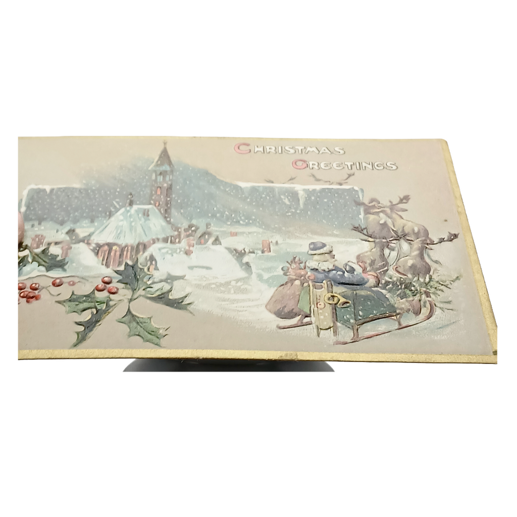 Christmas Postcard Santa Blue Robe Driving Sleigh Raphael Tuck Series 100