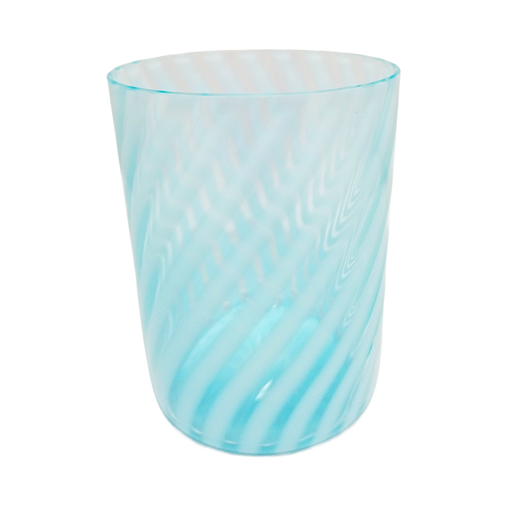 Antique Aqua Blue Opal Swirl Glass Tumbler, Jefferson Glass EAPG Pattern 181