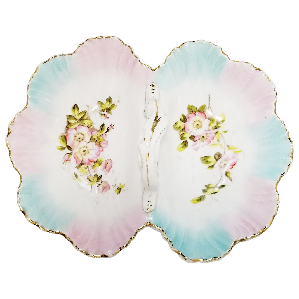KPM Porcelain Double Sided Serving Dish Basket Style w/ Handle